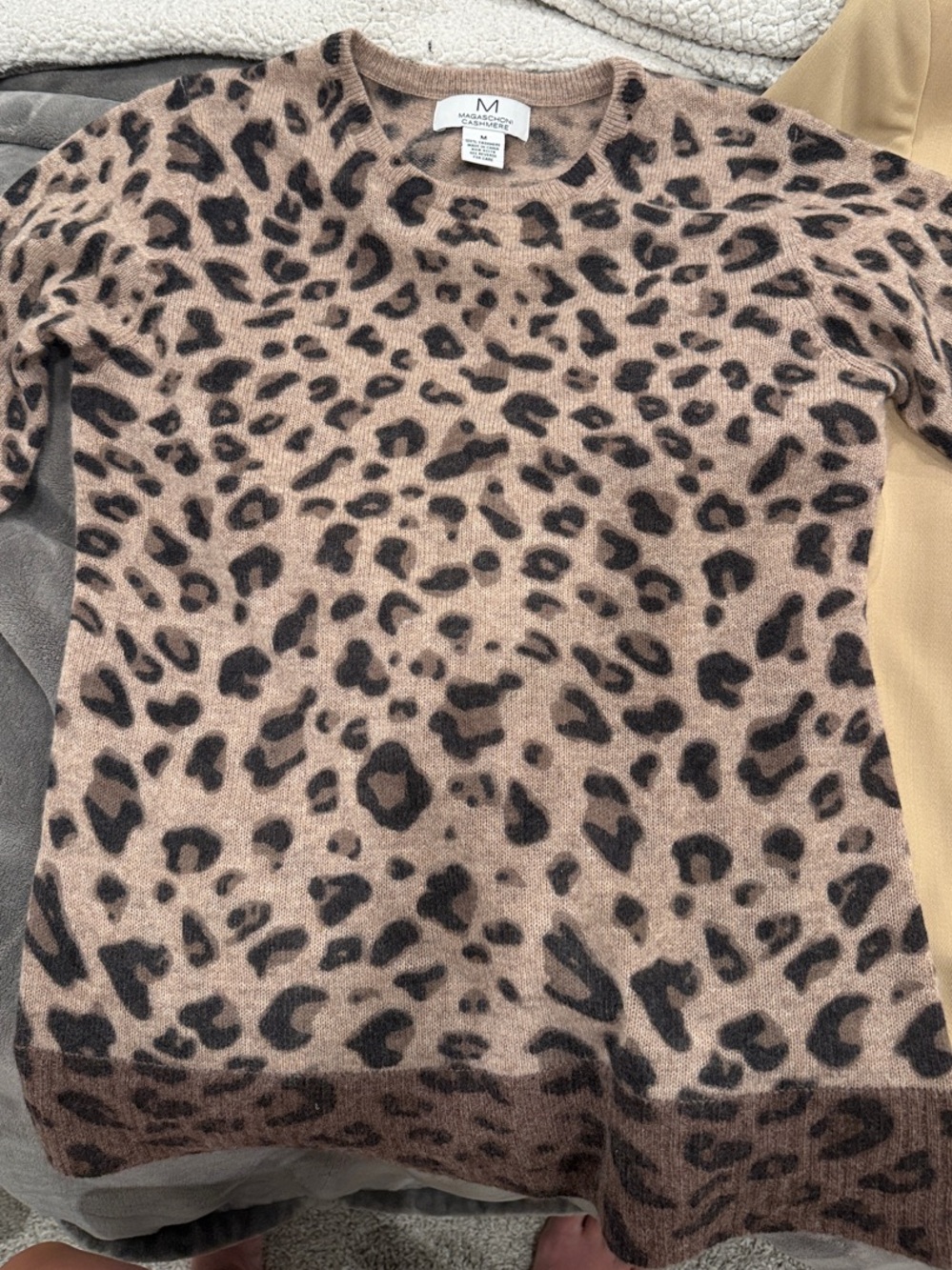 Magaschoni Brown Leopard-Print Crewneck Sweater